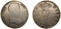 World Coins - Spain Kingdom 1825 S JB 4 Reales - Fernando VII (2nd portrait) Silver (.812) Seville Mint 13.1g VF KM 476.3