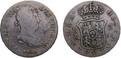 World Coins - Spain Kingdom Fernando VII 1824 M AJ 2 Reales 5.9g
