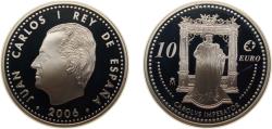 World Coins - Spain Kingdom 2006 M 10 Euro - Juan Carlos I (Carlos V) Silver (.925) Madrid Mint (35000) 27g PF KM 1122