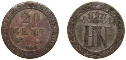 World Coins - Germany Kingdom of Westphalia German states 1812 C 20 Centimes - Jérôme Bonaparte Billon (.200 silver) 3.66g VF KM 97