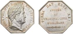World Coins - France Kingdom ND Jeton - Louis-Phillippe I, Avoués au Tribunal Civil d’Orléans Silver 13.1g UNC