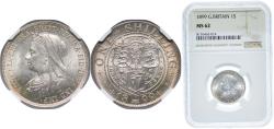 World Coins - Great Britain United Kingdom 1899 1 Shilling - Victoria (3rd portrait; 'Old Head') Silver (.925) (10965300) 5.66g NGC MS 62  KM 780 Sp 3940