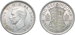 World Coins - Great Britain Kingdom 1945 Half / ½ Crown - George VI (1st type) Silver (.500) Royal Mint (Tower Hill) (19849200) 14.16g UNC KM 856 Sp 4080