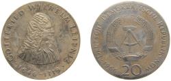 World Coins - Germany German Democratic Republic 1966 20 Mark (Gottfried Wilhelm Leibniz) Silver (.800) (0.5376 oz ASW) Berlin Mint (50000) 20.9g UNC KM 16