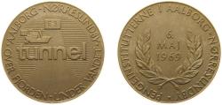 World Coins - Denmark Kingdom 1969 Medal - Frederick IX (Opening of Aalborg Tunnel) Copper-nickel Royal Danish Mint 24.6g