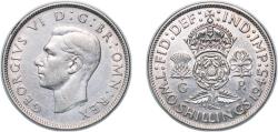 World Coins - Great Britain 1945 2 Shillings - George VI (with 'IND:IMP') Silver (.500) (25858000) 11.2g XF KM 855 Sp 4081
