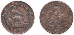 World Coins - Spain Provisional Government 1870 OM 1 Centimo - Provisional Government Bronze (169890697) 1.04g VF KM 660 Cal 27