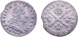 World Coins - France Kingdom 1704 BB 5 Sols with insignia - Louis XIV Silver (.798) Strasbourg Mint (14694136) 1.34g XF  Dy royales 1567 Ciani Royales 1965