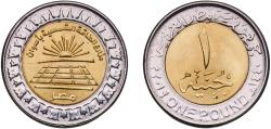 World Coins - Egypt Arab Republic of Egypt AH1440 (2019) 1 Pound (Solar Energy Farms in Aswan) Bimetallic: brass plated steel centre in nickel plated steel ring Cairo Mint (40000000) 8.46g UNC