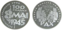 World Coins - France Fifth Republic 1995 100 Francs 50th Anniversary of the end of World War II