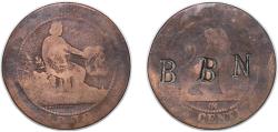 World Coins - Spain Provisional Government 1870 OM 10 Centimos - Provisional Government With Chopmarked "BBN" Bronze 9.1g F KM 663 Cal 24