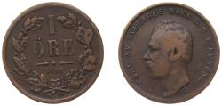 World Coins - Sweden Kingdom 1861 1 Öre - Carl XV Bronze (300170) 2.8g VF KM 705