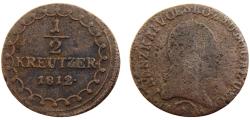 World Coins - Austria Empire Franz I 1812 B 1/2 Kreutzer Rare