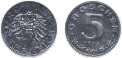World Coins - Austria Second Republic 1975 5 Groschen Zinc (100%) Münze Österreich, (7102000) 2.5g UNC KM 2875 Schön 65