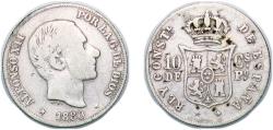 World Coins - Philippines Spanish colony 1880 10 Centavos - Alfonso XII Silver (.835) Manila Mint (15000) 2.5g VF KM 148