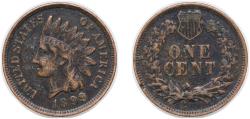 Us Coins - United States Federal republic 1899 1 Cent "Indian Head Cent" Bronze Philadelphia Mint (53598000) 3.11g VF KM 90a Schön 117a
