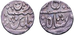 World Coins - India Bombay Presidency British East India Company 1818 - 1833 1 Rupee - Shah Alam II (Ankushi; Transitional mint - Poona) Silver 11.24g XF Chopmarked