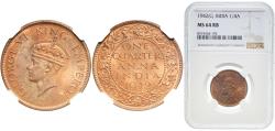World Coins - India British Raj 1942 ¼ Anna - George VI Bronze Calcutta Mint (34298000) 4.87g NGC MS 64  KM 531