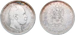 World Coins - Germany Kingdom of Prussia German states 1876 A 5 Mark - William I Silver (.900) (Ag 900, Cu 100) Berlin Mint (2041407) 27.6g VF KM 503 AKS 114 J 97 Dav GT III 786