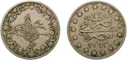 World Coins - Egypt Arab Republic of Egypt AH 1293 (1901) 1 Qirsh - Abdul Hamid II Copper-nickel (75% Copper, 25% Nickel) (999000) 5.51g XF  KM 299 MHC 165
