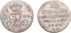 World Coins - Germany Danish duchies of Schleswig and Holstein German states 1809 2½ Schilling Courant / 1⁄24 Speciesthaler - Frederik VI Billon (.375 silver) Altona, Schleswig-Holstein Mint (9