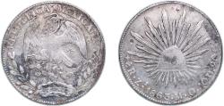 World Coins - Mexico Federal Republic 1863 Zs MO 8 Reales Silver (.903) Zacatecas Mint 26.65g VF KM 377