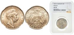World Coins - Germany Kingdom of Prussia Second Empire 1907 A 2 Mark - Wilhelm II Silver (.900) (Ag 900, Cu 100) Berlin Mint (8085264) 11.11g NGC AU 58  KM 522 J 102 AKS 134 Neum 12