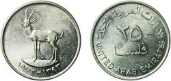 World Coins - United Arab Emirates 1973 (AH1393) 25 Fils - Zayed / Khalifa (non-magnetic) Copper-nickel Royal Mint (10400000) 3.45g UNC  KM 4 Schön 4