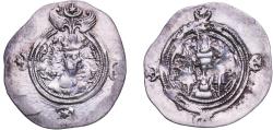 Ancient Coins - Persian Empires Sasanian Empire 591 - 628 AR Drachm - Khusru II Silver (.900) 4.08g VF