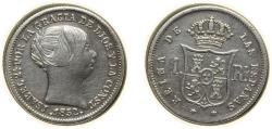 World Coins - Spain Kingdom 1852 1 Real - Isabel II Silver (.900) Madrid Mint 1.3g XF KM 598.2