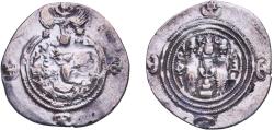 Ancient Coins - Persian Empires Sasanian Empire 591 - 628 AR Drachm - Khusru II Silver (.900) 3.44g VF