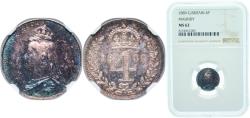 World Coins - Great Britain Kingdom 1889 4 Pence - Victoria (2nd portrait; Maundy issues) Silver (.925) (6088) 1.9g NGC  MS 62 KM 773 Sp 3933