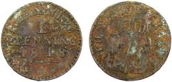 World Coins - Germany State Kingdom of Prussia Friedrich Wilhelm IV 1848 A 1 Pfenning