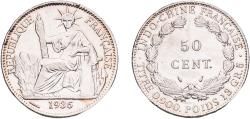 World Coins - French Indochina French colony 1936 50 Cents Silver (.900) Paris Mint (4000000) 13.45g AU  KM 4a.1 KM 4a.2 Gad Col 32