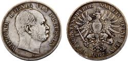 World Coins - Germany States Kingdom of Prussia Wilhelm I 1867 A 1 Vereinsthaler