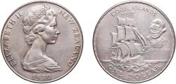 World Coins - New Zealand State 1970 1 Dollar - Elizabeth II (2nd Portrait; Cook Islands) Copper-nickel Royal Australian Mint (25070) 27.52g UNC  KM 43
