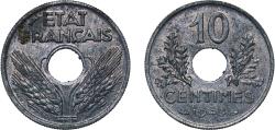 World Coins - France 1943 10 Centimes (Vichy French State; large issue) Zinc (48957600) 2.52g UNC Franc 2014 141 KM 898 Gad 1789 290