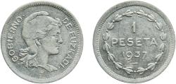 World Coins - Spain Basque Country, Autonomous Region of Second Republic 1937 1 Peseta (Euzkadi) Nickel Royal Mint of Belgium (6000000) 4.01g XF  KM 1 Aureo 14 Schön 1