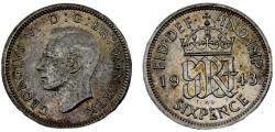 World Coins - Great Britain United Kingdom George VI 1943 6 Pence