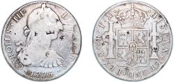 World Coins - Mexico Spanish colony 1775 FM 8 Reales - Charles III Silver (.903) Mexico City Mint 26.46g VF Chopmarked KM 106