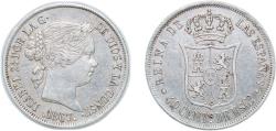 World Coins - Spain Kingdom 1867 40 Centimos de Escudo - Isabel II Silver (.810) Madrid Mint 5.14g XF KM 628
