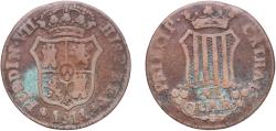 World Coins - Spain Principality of Catalonia Kingdom 1811 6 Quartos (VI QUAR) Copper Traveling mint of Catalonia 13.5g F  Cal 1514 KM 116