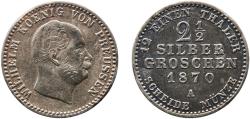 World Coins - Germany Kingdom of Prussia 1870 A 2½ Silbergroschen - William I Billon (.375 silver) Berlin Mint (2098828) 3g VF  AKS 102 Olding FR 414, 417, 420 Jaeg 9 Pr 90 KM 486 Neum 13