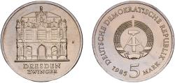World Coins - Germany German Democratic Republic Democratic republic 1985 A 5 Mark (Dresden Zwinger) Copper-nickel Berlin Mint (244520) 9.55g UNC  KM 103 Schön 100 J 1602 AKS 123