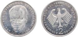 World Coins - Germany Federal Republic of Germany 2000 F 2 Deutsche Mark (Willy Brandt) Copper-nickel clad nickel Staatliche Münze Baden-Württemberg Mint (70000) 7g UNC KM 183 J 459 Schön 182