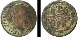 World Coins - Spain Kingdom 1829 4 Maravedis - Fernando VII Copper Segovia Mint 4.61g F  KM 489