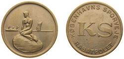 World Coins - Denmark Kingdom ND Tram Token - Copenhagen Brass 3.35g UNC
