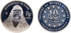 World Coins - France Fifth Republic 1997 10 Francs (Dürer) Silver (.900) Paris Mint (15000) 22.2g PF KM 1298