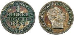World Coins - Germany State Kingdom of Prussia Wilhelm I 1871 B 1 Silbergroschen