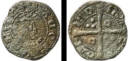 World Coins - Spain Principality of Catalonia 1291 - 1327 Dinero - Jaime II Billon (.250 silver) La Seca Mint 0.87g VF  Cru 346